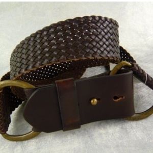 J Crew Vachetta Leather Belt  Woven - Size L
